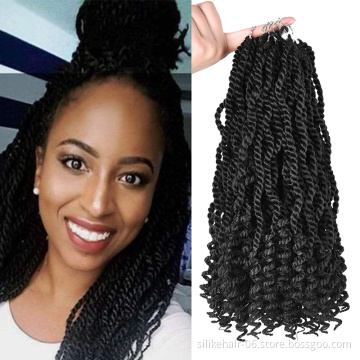 12Inches Ombre Black Red Senegalese Twist Hair Curly Ends 3X Kinky Twist Crochet Braiding Hair Synthetic Hair Extensions
